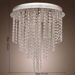 Moderne moderne krystal mini stil galvaniseret metal Flush Mount