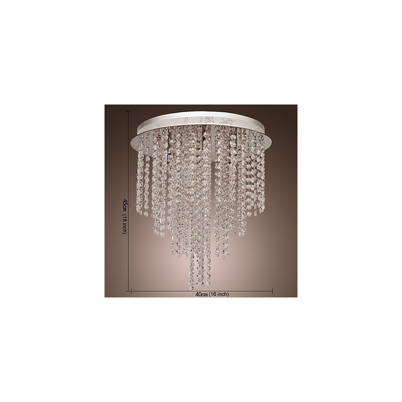 Moderne moderne krystal mini stil galvaniseret metal Flush Mount