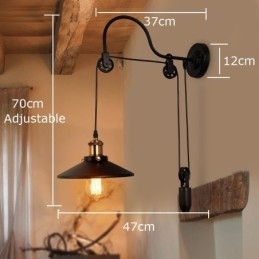 Retro Flush Mounted Wall Lights Gang Bar Cafe Soveværelse Study Loft Pulley Væglampe