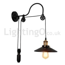 Retro Flush Mounted Wall Lights Gang Bar Cafe Soveværelse Study Loft Pulley Væglampe