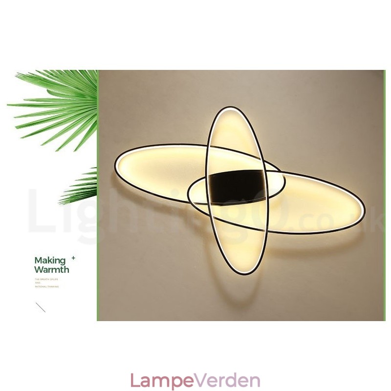 Dæmpbar Oval Moderne Moderne Loftslampe i Aluminium Flush Mount Lampe til Stue Sengeværelse Kan også bruges som væglampe
