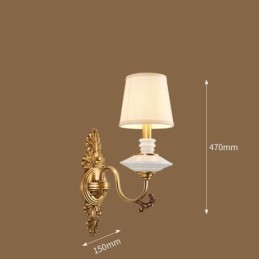 100 % ren messing Luksuriøs rustik retro vintage messing keramik 1 lys stearinlys væglampe med stofskærm Special til hotelkontor Showroom Stue Spisestue