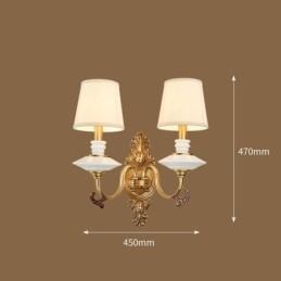 100 % ren messing Luksuriøs rustik retro vintage messing keramik 2 lys stearinlys væglampe med stofskærme Speciel til hotelkontor Showroom Stue Spisestue