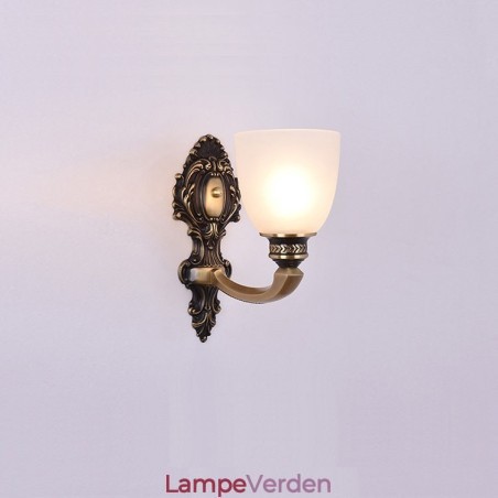 Ren messing Luksuriøs rustik retro vintage messing 1 lys stearinlys væglampe med glasskærm Special til hotelkontor Showroom Stue Spisestue