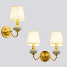 Ren messing Luksuriøs rustik retro vintage messing keramik stearinlys væglampe med glasskærm Special til hotelkontor Showroom Stue Spisestue