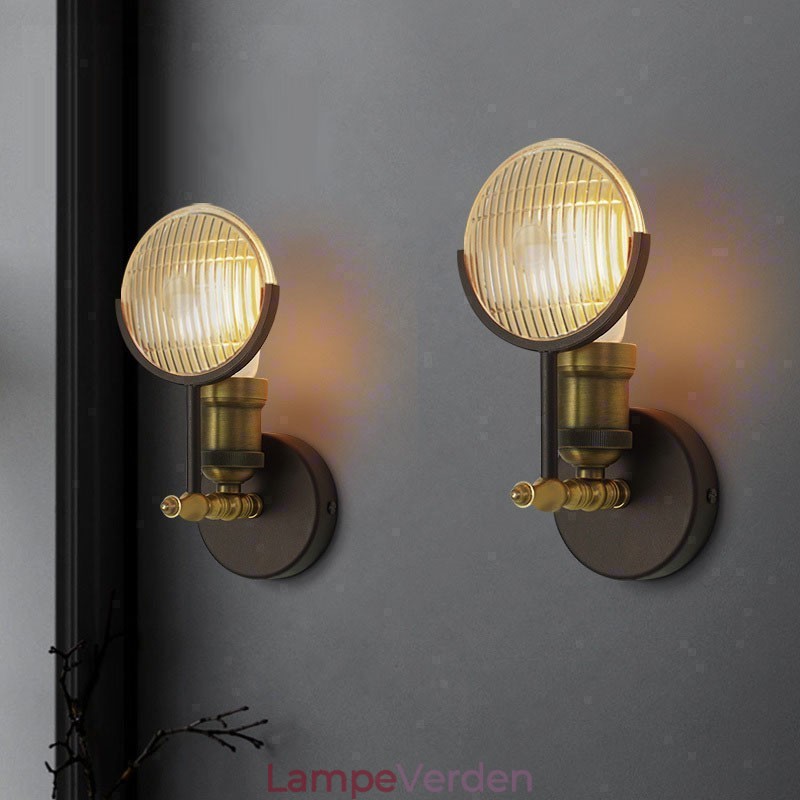 1 lys rustik retro vintage væglampe med glasskærm Special til hotelkontor Showroom Stue Spisestue
