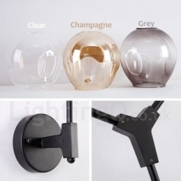 Rustik retro vintage to lyse væglampe med glasskærm i flere farver Special til hotelkontor Showroom Stue Sengeværelse