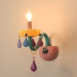 Macaron 1 lys multikrystal stearinlys retro glas væglampe til børneværelse børneværelse