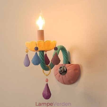 Macaron 1 lys multikrystal stearinlys retro glas væglampe til børneværelse børneværelse Macaron 1 lys multikrystal stearinlys retro glas væglampe til børneværelse børneværelse