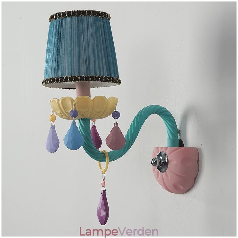 Macaron 1 lys multikrystal stearinlys retro glas væglampe til børneværelse børneværelse