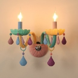 Macaron 2 Light Multi Crystal Candle Retro glas væglampe til børneværelse børneværelse