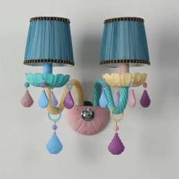 Macaron 2 Light Multi Crystal Candle Retro glas væglampe til børneværelse børneværelse