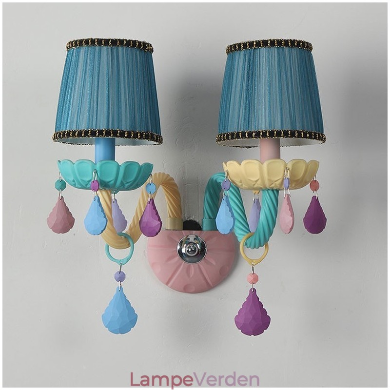 Macaron 2 Light Multi Crystal Candle Retro glas væglampe til børneværelse børneværelse