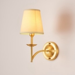 Ren messing Luksuriøs rustik retro vintage 1 lys stearinlys væglampe med stofskærm Speciel til hotelværelses udstillingsrum Stue Spisestue
