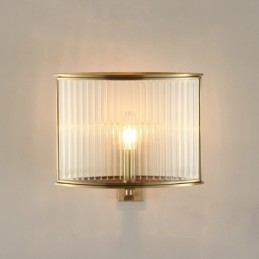 Ren messing Luksuriøs rustik retro vintage 1 lys væglampe med glasskærm