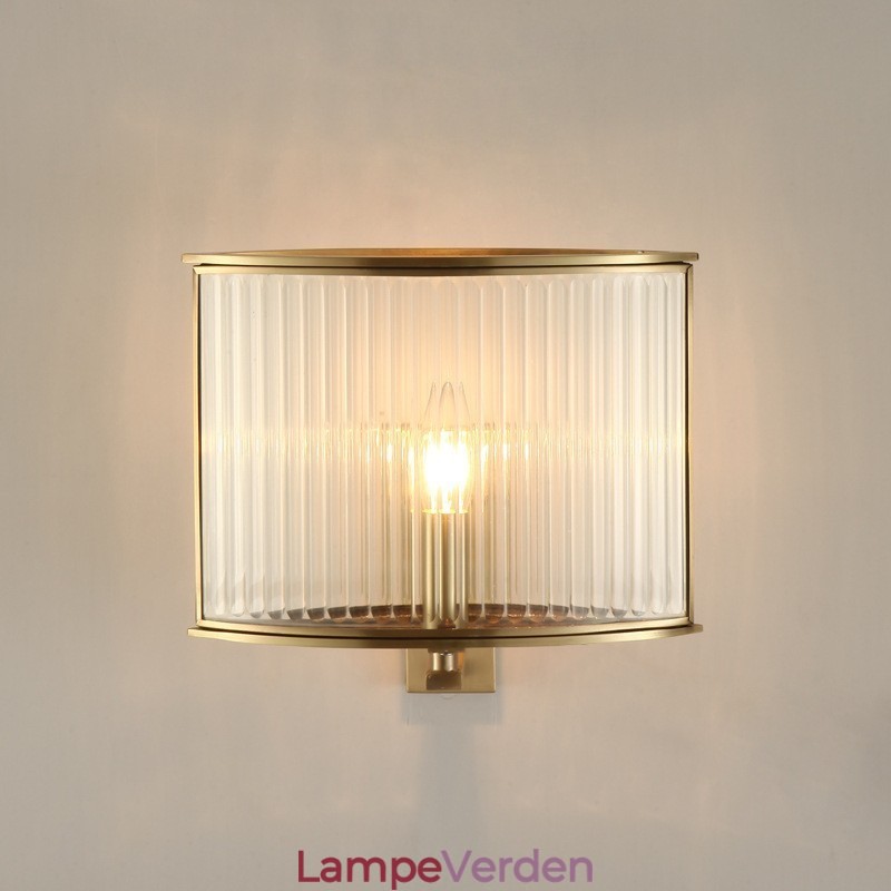 Ren messing Luksuriøs rustik retro vintage 1 lys væglampe med glasskærm