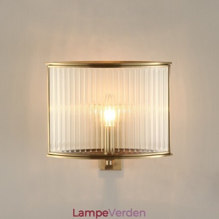 Ren messing Luksuriøs rustik retro vintage 1 lys væglampe med glasskærm Ren messing Luksuriøs rustik retro vintage 1 lys væglampe med glasskærm