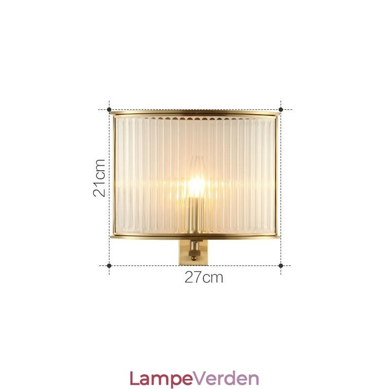 Ren messing Luksuriøs rustik retro vintage 1 lys væglampe med glasskærm