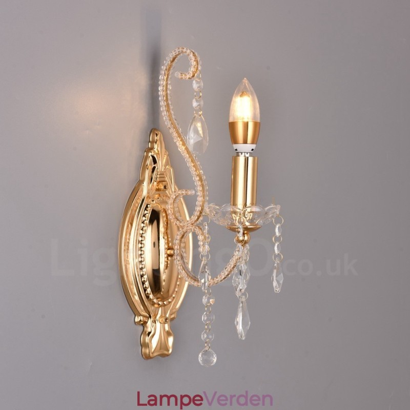 1 Lys Guld Sort Amerikansk Stil Krystal Væglampe til Stue Spisestue Tøjbutik Coffee Store Hotel