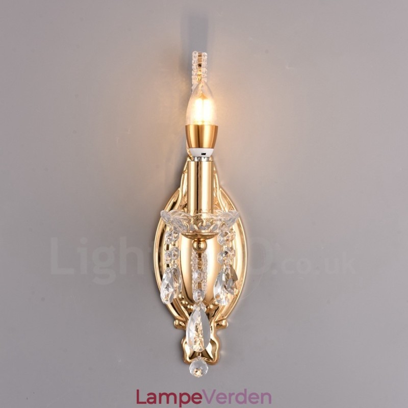 1 Lys Guld Sort Amerikansk Stil Krystal Væglampe til Stue Spisestue Tøjbutik Coffee Store Hotel