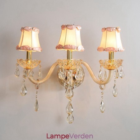3 lys guld K9 krystal stearinlys retro glas væglampe 3 lys guld K9 krystal stearinlys retro glas væglampe