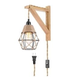Hamp Rope Iron Art Wall Light American Pastoral Retro Wall Sconce With Plug