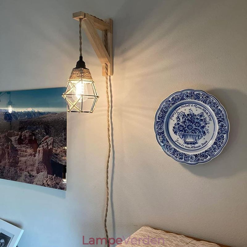 Hamp Rope Iron Art Wall Light American Pastoral Retro Wall Sconce With Plug