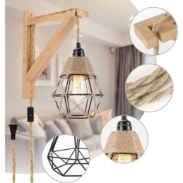 Hamp Rope Iron Art Wall Light American Pastoral Retro Wall Sconce With Plug