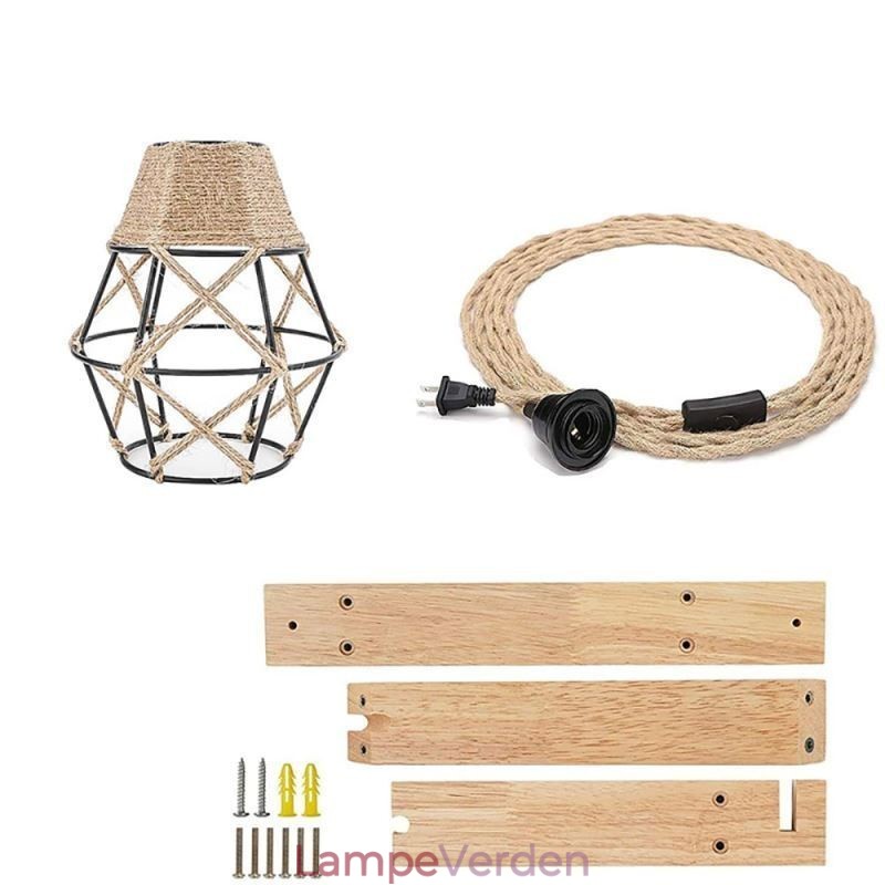 Hamp Rope Iron Art Wall Light American Pastoral Retro Wall Sconce With Plug