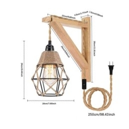 Hamp Rope Iron Art Wall Light American Pastoral Retro Wall Sconce With Plug