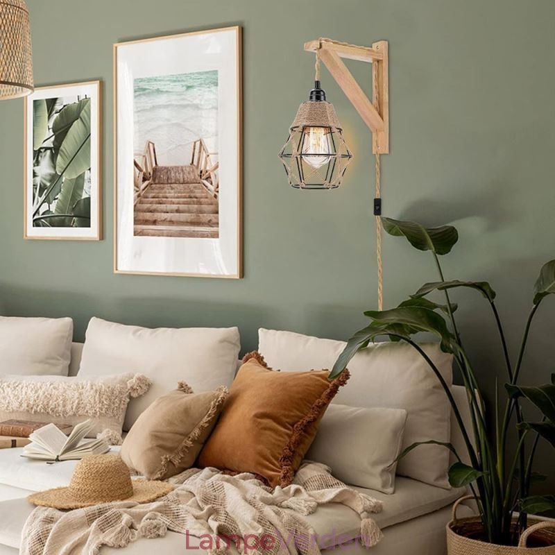 Hamp Rope Iron Art Wall Light American Pastoral Retro Wall Sconce With Plug