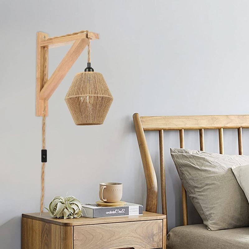 Papir Rope Wall Sconce American Pastoral Retro Væglampe Med Stik