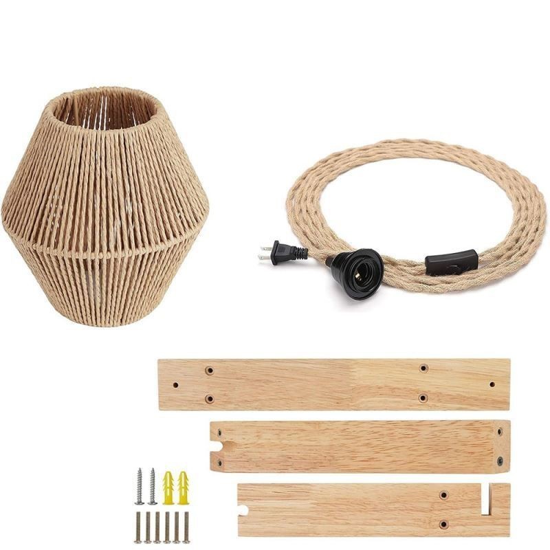 Papir Rope Wall Sconce American Pastoral Retro Væglampe Med Stik