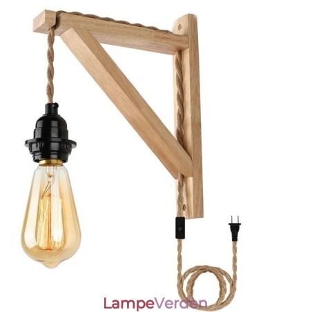 Væglampe af massivt træ American Pastoral Retro Hamp Rope Væglampe med stik Væglampe af massivt træ American Pastoral Retro Hamp Rope Væglampe med stik