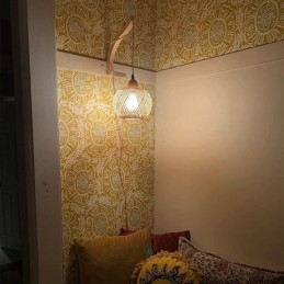 Bambus Væglampe American Pastoral Retro Hamp Rope Væglampe med stik