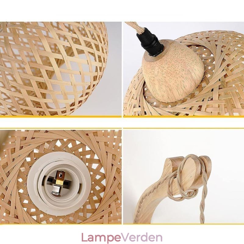 Bambus Væglampe American Pastoral Retro Hamp Rope Væglampe med stik