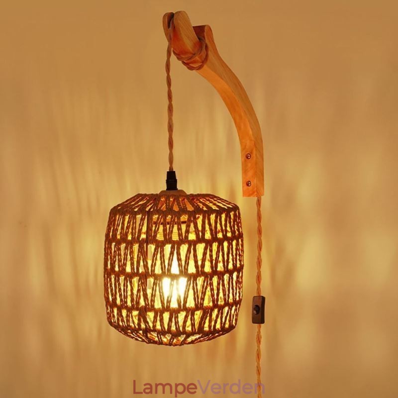 American Retro Wall Sconce 3M Hamp Rope Hanging Line Paper Rope Woven Lampeskærm