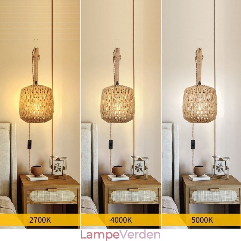 American Retro Wall Sconce 3M Hamp Rope Hanging Line Paper Rope Woven Lampeskærm