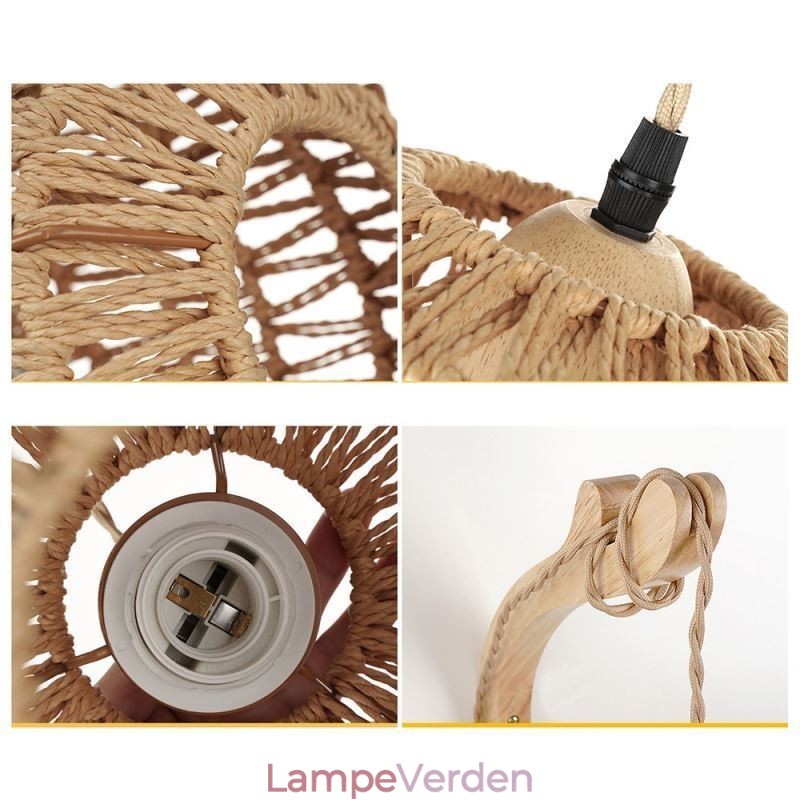 American Retro Wall Sconce 3M Hamp Rope Hanging Line Paper Rope Woven Lampeskærm