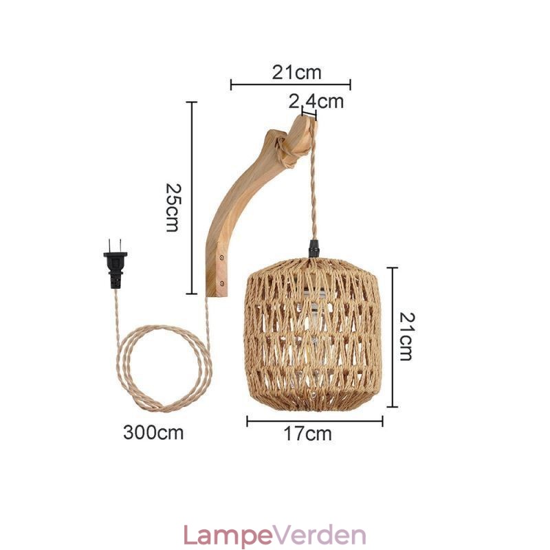 American Retro Wall Sconce 3M Hamp Rope Hanging Line Paper Rope Woven Lampeskærm
