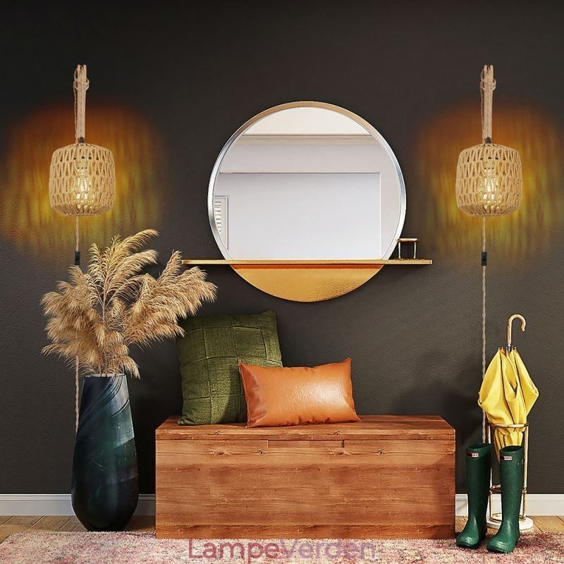 American Retro Wall Sconce 3M Hamp Rope Hanging Line Paper Rope Woven Lampeskærm