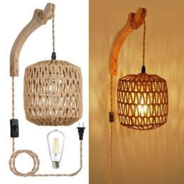 American Retro Wall Sconce 3M Hamp Rope Hanging Line Paper Rope Woven Lampeskærm