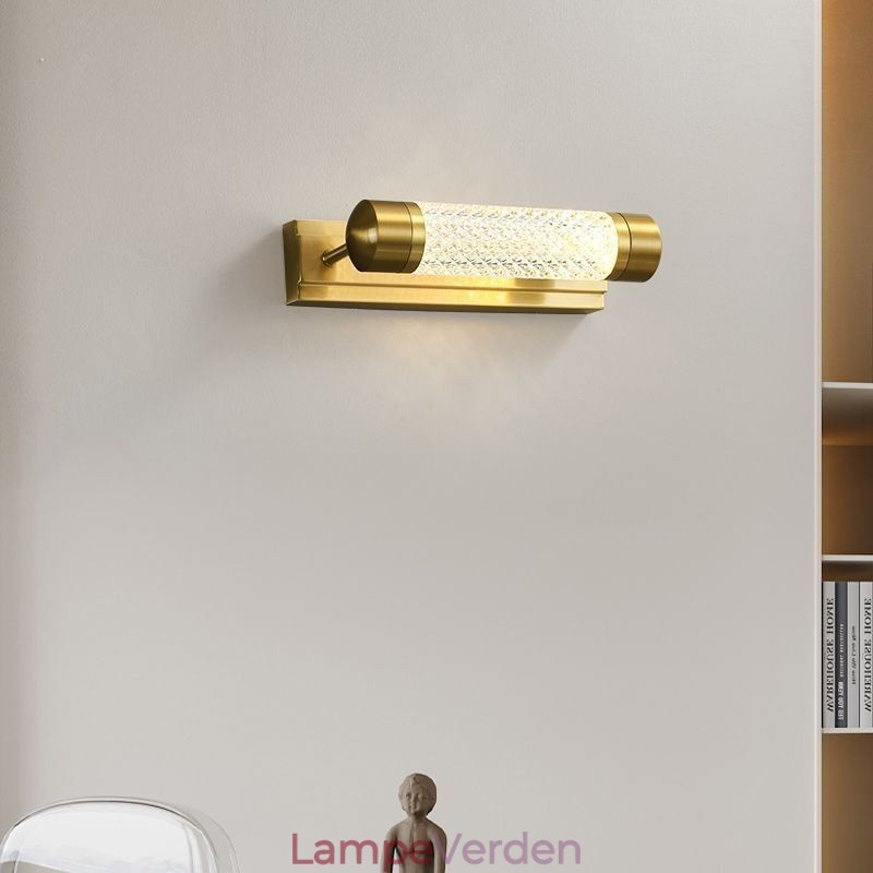 Væglampe Messing Akryl Cylinder Spejl Front Lys