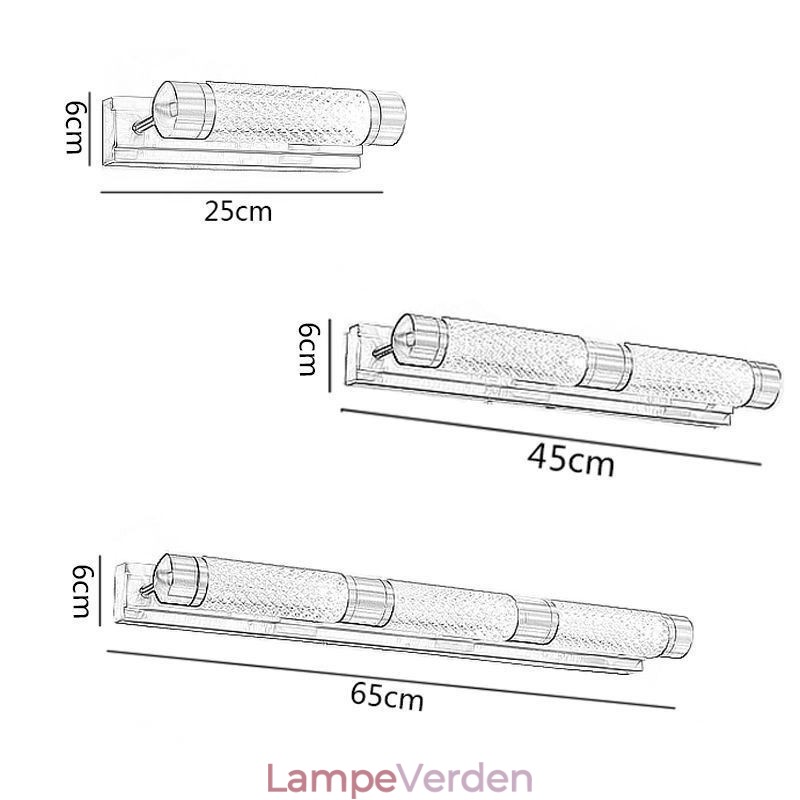 Væglampe Messing Akryl Cylinder Spejl Front Lys