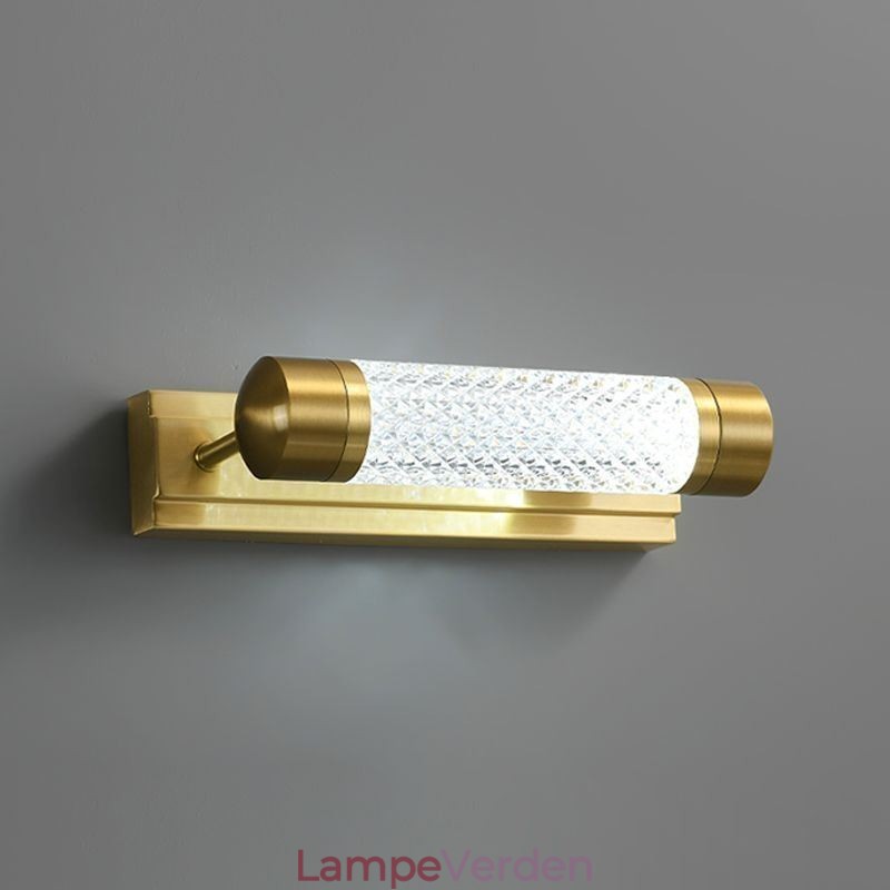 Væglampe Messing Akryl Cylinder Spejl Front Lys