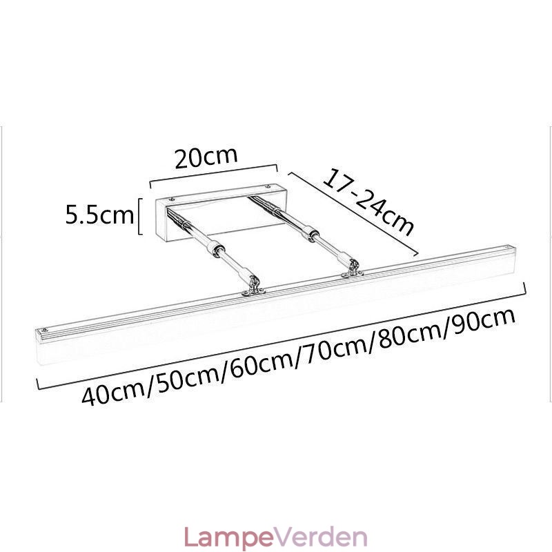 Spejl Front Light Akryl Strækbar Sconce Lampe Badeværelse korridor