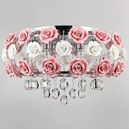 Country Crystal galvaniseret metal Flush Mount