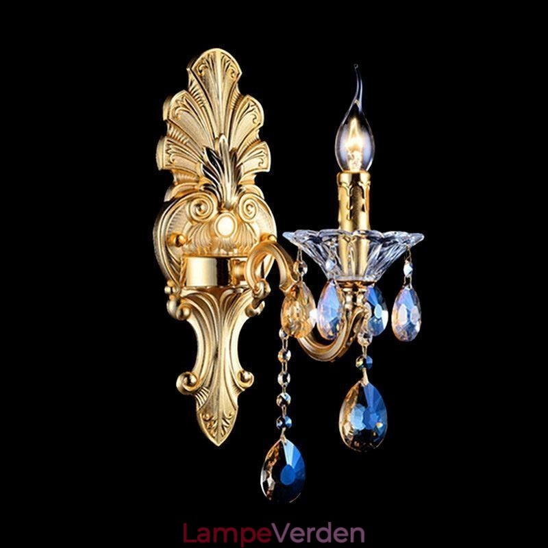 Europæisk væglampe Luksuriøs væglampe Krystaldråbedekorationslampe Sengelampe