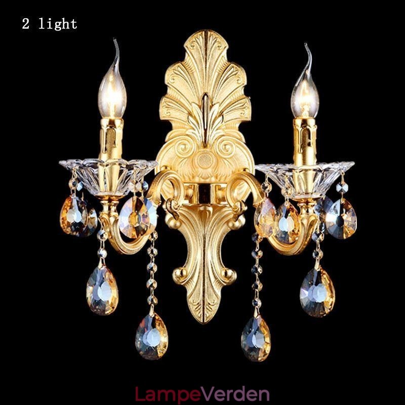 Europæisk væglampe Luksuriøs væglampe Krystaldråbedekorationslampe Sengelampe