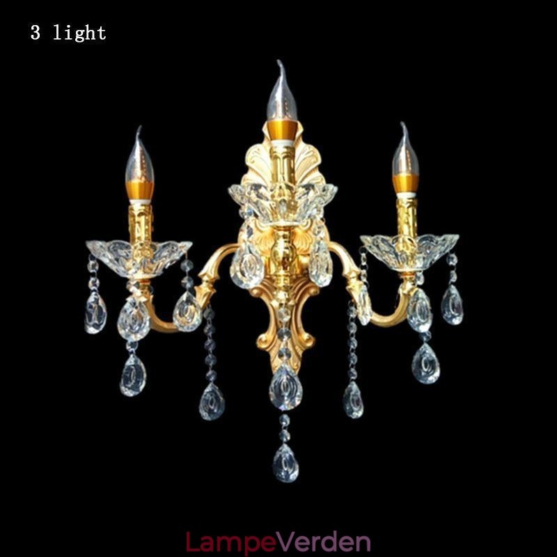 Europæisk væglampe Luksuriøs væglampe Krystaldråbedekorationslampe Sengelampe